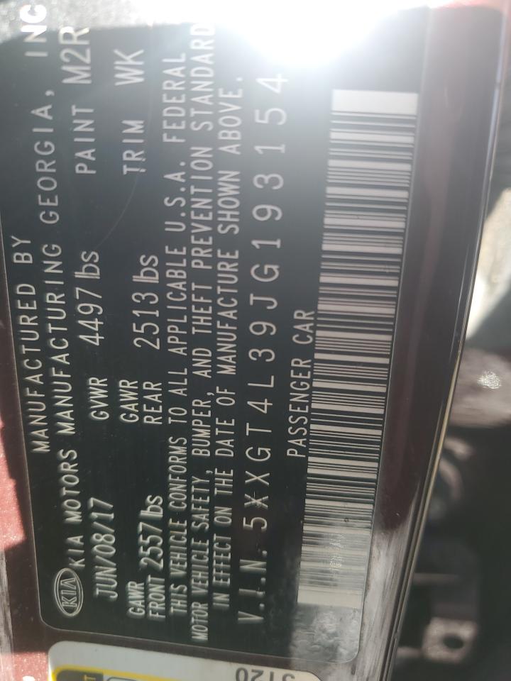 5XXGT4L39JG193154 2018 Kia Optima Lx