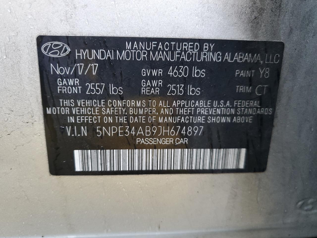 5NPE34AB9JH674897 2018 Hyundai Sonata Sport