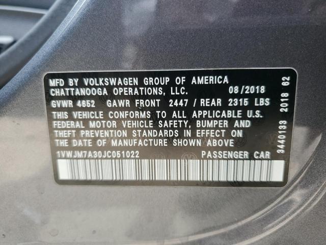 2018 VOLKSWAGEN PASSAT GT 1VWJM7A30JC051022