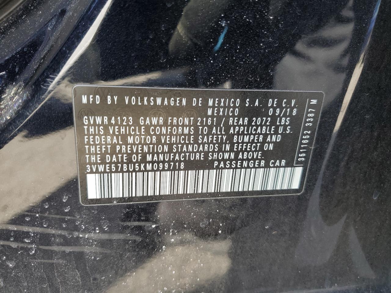 3VWE57BU5KM099718 2019 Volkswagen Jetta Sel