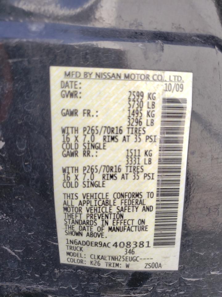 1N6AD0ER9AC408381 2010 Nissan Frontier Crew Cab Se