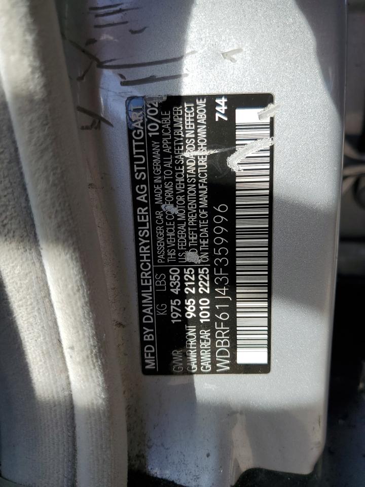 WDBRF61J43F359996 2003 Mercedes-Benz C 240