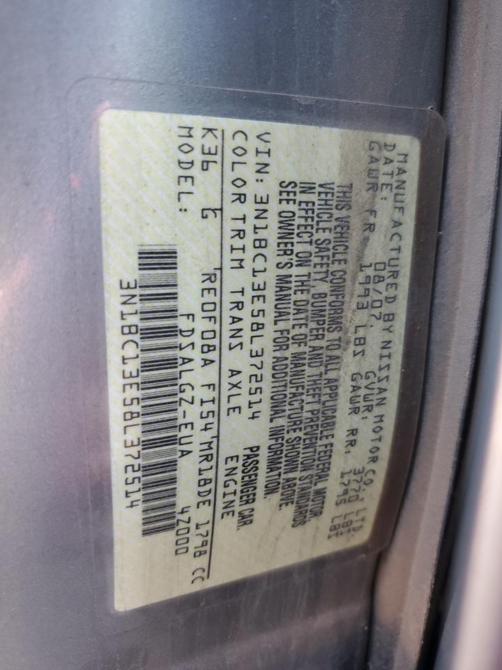 3N1BC13E58L372514 2008 Nissan Versa S