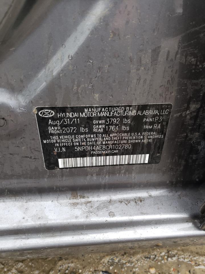 5NPDH4AE8CH102780 2012 Hyundai Elantra Gls