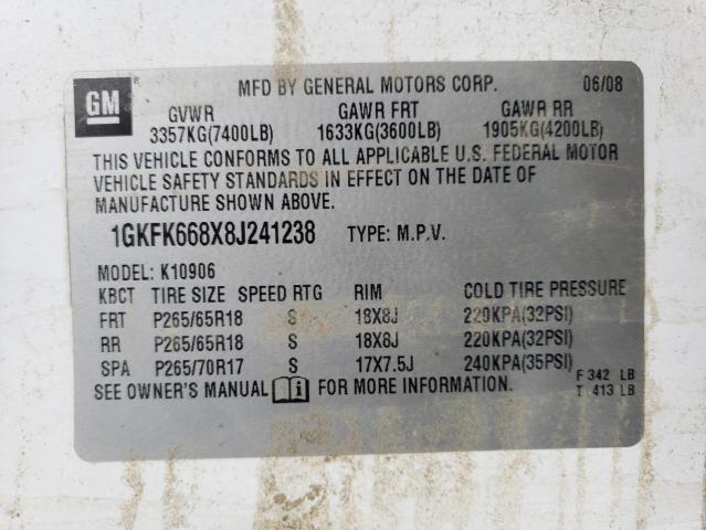 Lot #2470652116 2008 GMC YUKON XL D salvage car