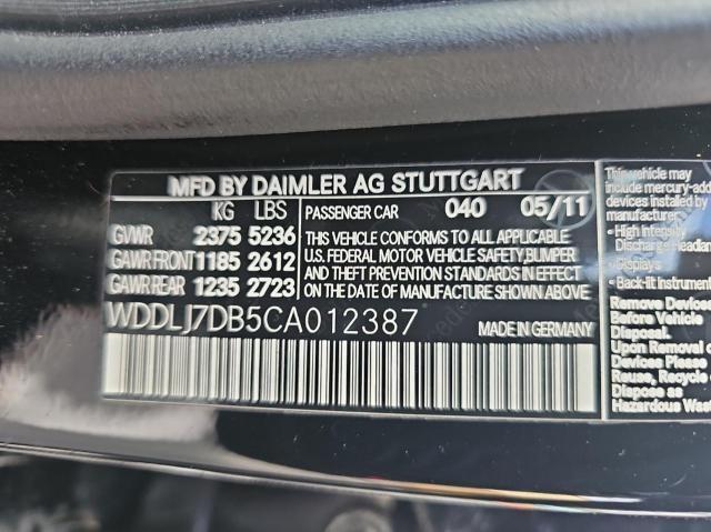 WDDLJ7DB5CA012387 2012 Mercedes-Benz Cls 550