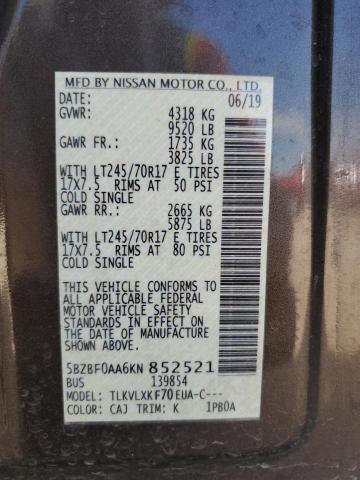 2019 NISSAN NV 3500 5BZBF0AA6KN852521