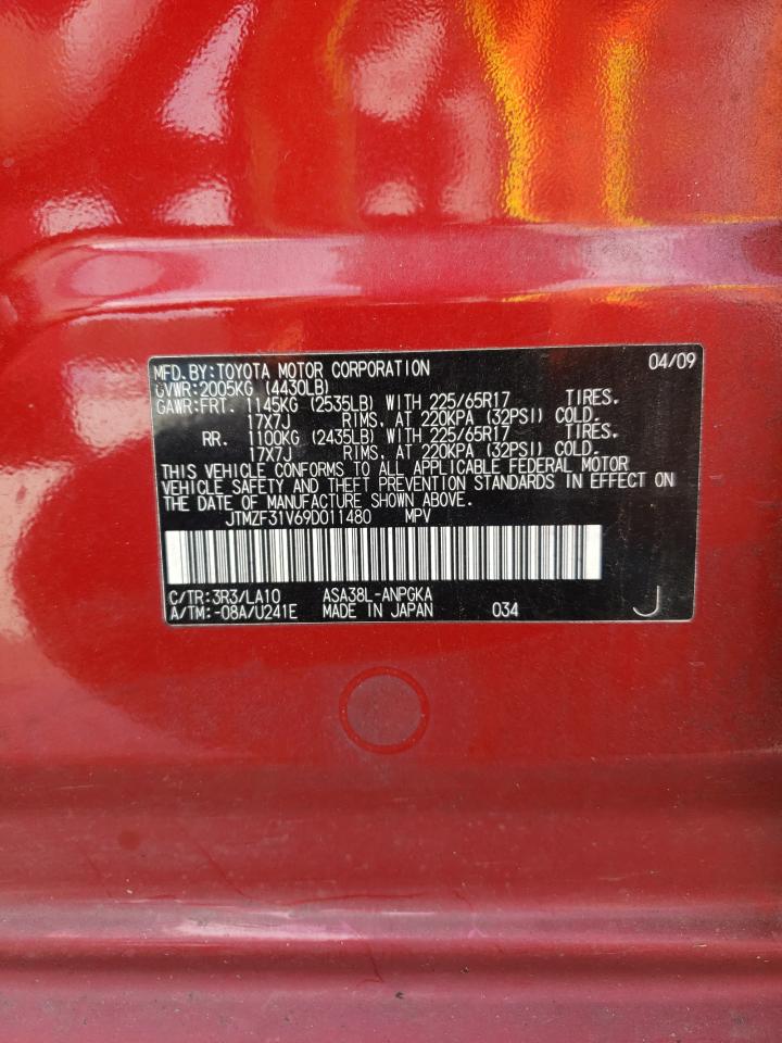 JTMZF31V69D011480 2009 Toyota Rav4 Limited