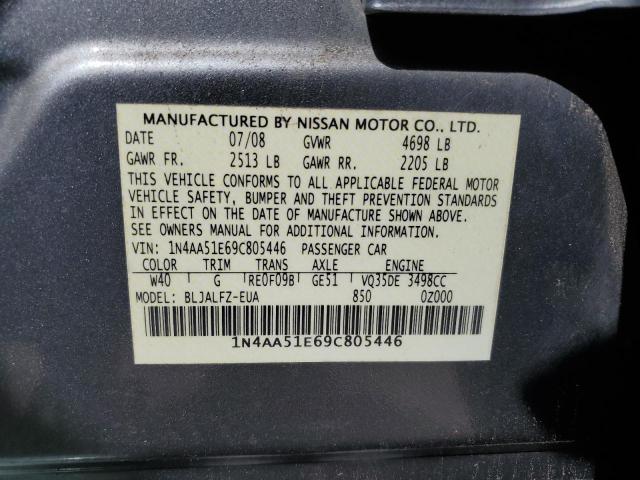 2009 Nissan Maxima S VIN: 1N4AA51E69C805446 Lot: 57495284