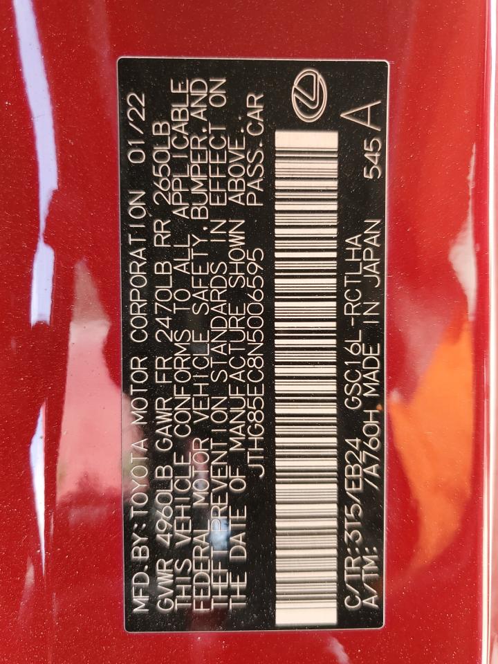 jthg85ec8n5006595 JTHG85EC8N5006595 2022 Lexus Rc 300 Base