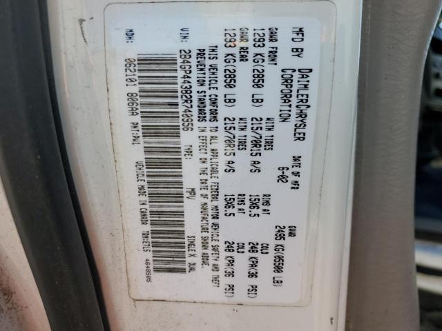 2002 Dodge Grand Caravan Sport VIN: 2B4GP44382R740956 Lot: 48760464