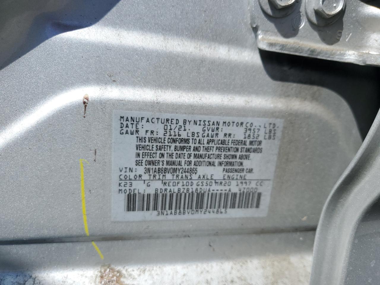 3N1AB8BV0MY244865 2021 Nissan Sentra S