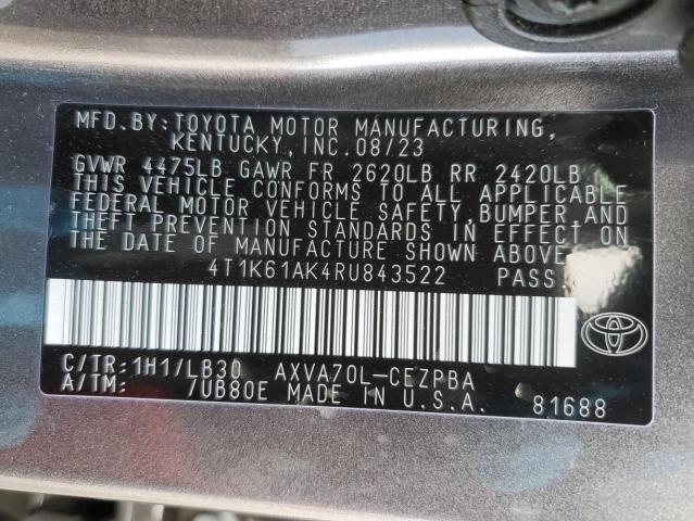 VIN 4T1K61AK4RU843522 2024 Toyota Camry, Xse no.12