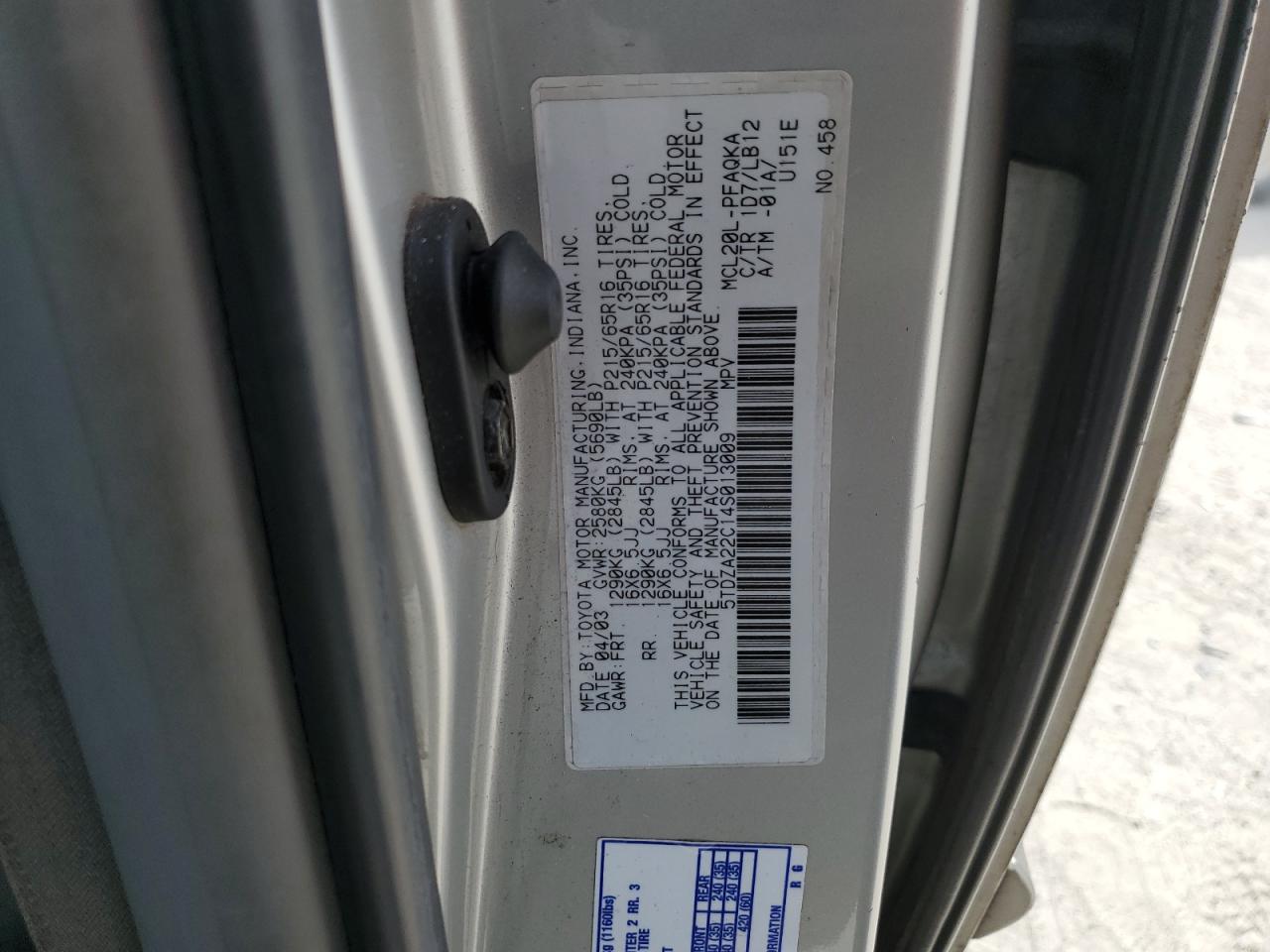 5TDZA22C14S013009 2004 Toyota Sienna Xle