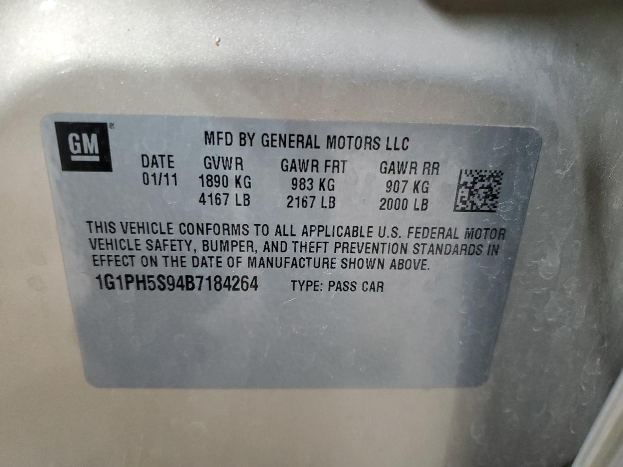 1G1PH5S94B7184264 2011 Chevrolet Cruze Ltz