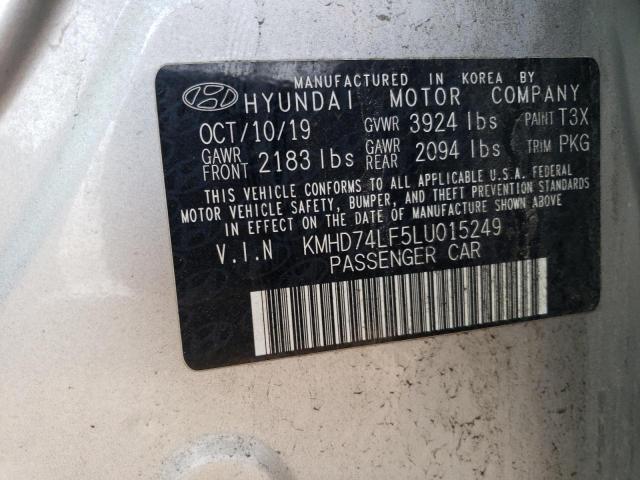 2020 Hyundai Elantra Se VIN: KMHD74LF5LU015249 Lot: 48700464