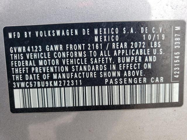 3VWC57BU9KM272311 | 2019 Volkswagen jetta s