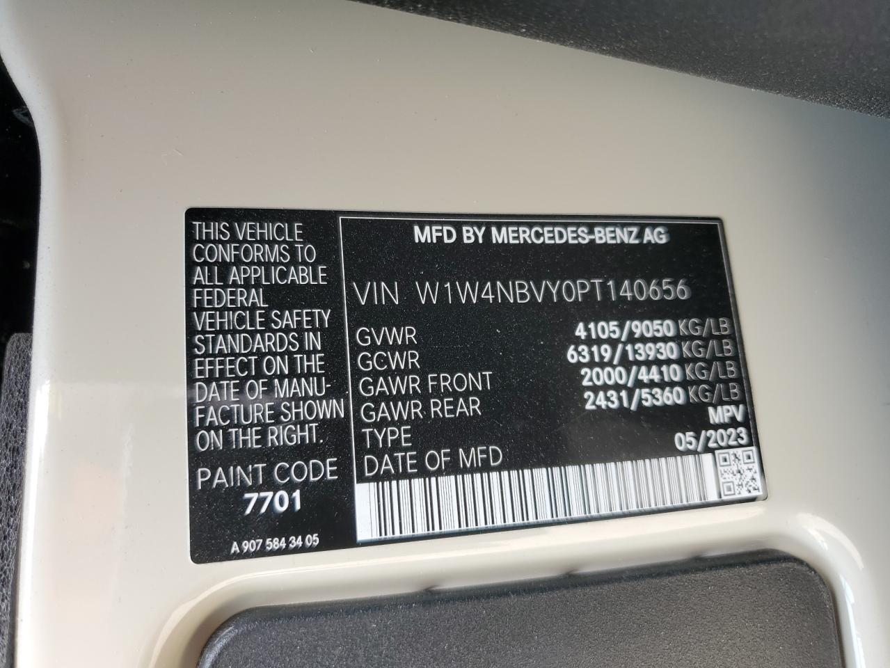 W1W4NBVY0PT140656 2023 Mercedes-Benz Sprinter 2500