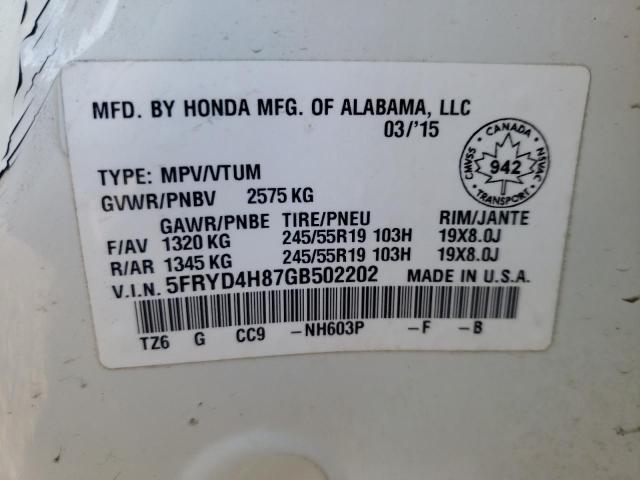 2016 ACURA MDX ELITE - 5FRYD4H87GB502202
