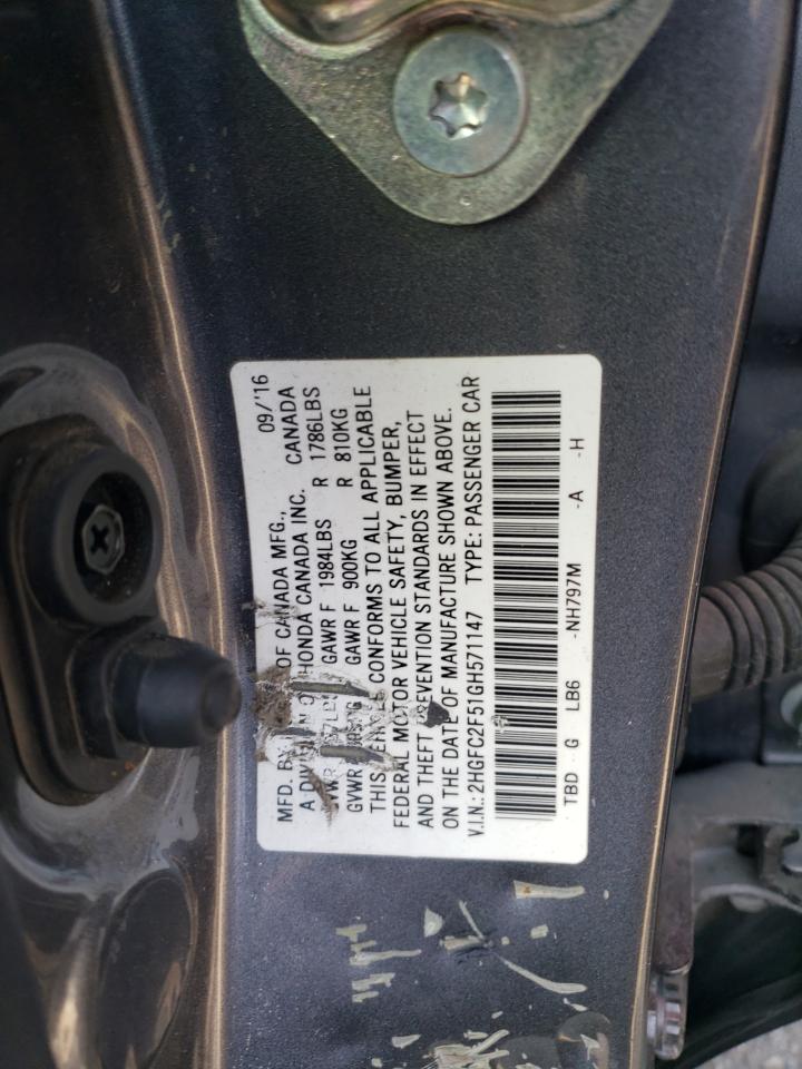 2HGFC2F51GH571147 2016 Honda Civic Lx