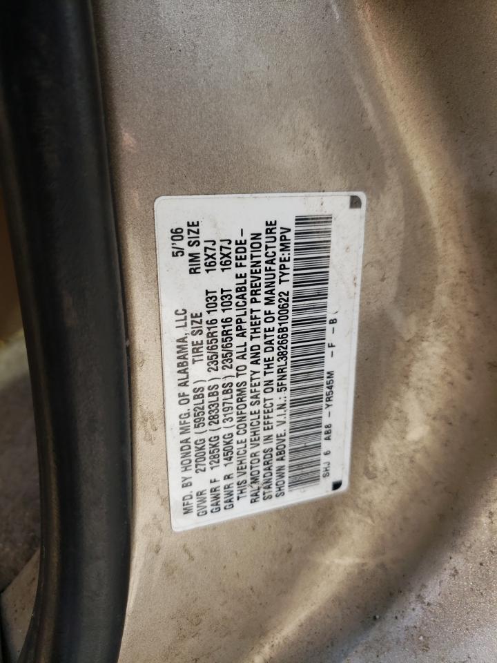 5FNRL38266B100622 2006 Honda Odyssey Lx