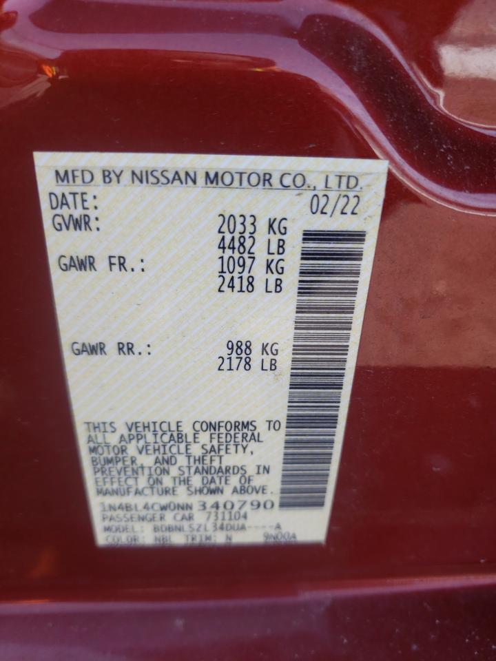 1N4BL4CW0NN340790 2022 Nissan Altima Sr