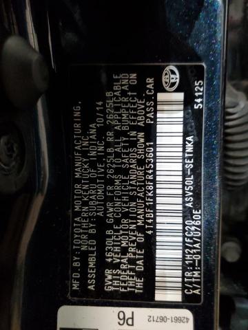 2015 Toyota Camry Le VIN: 4T4BF1FK8FR453601 Lot: 46600194