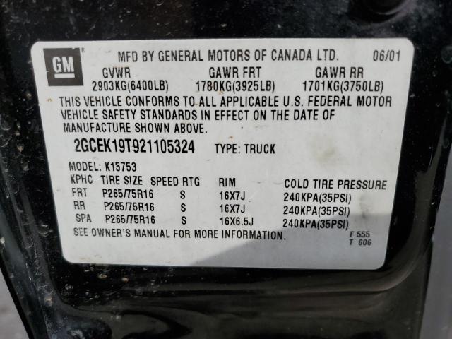 2002 Chevrolet Silverado K1500 VIN: 2GCEK19T921105324 Lot: 48476794