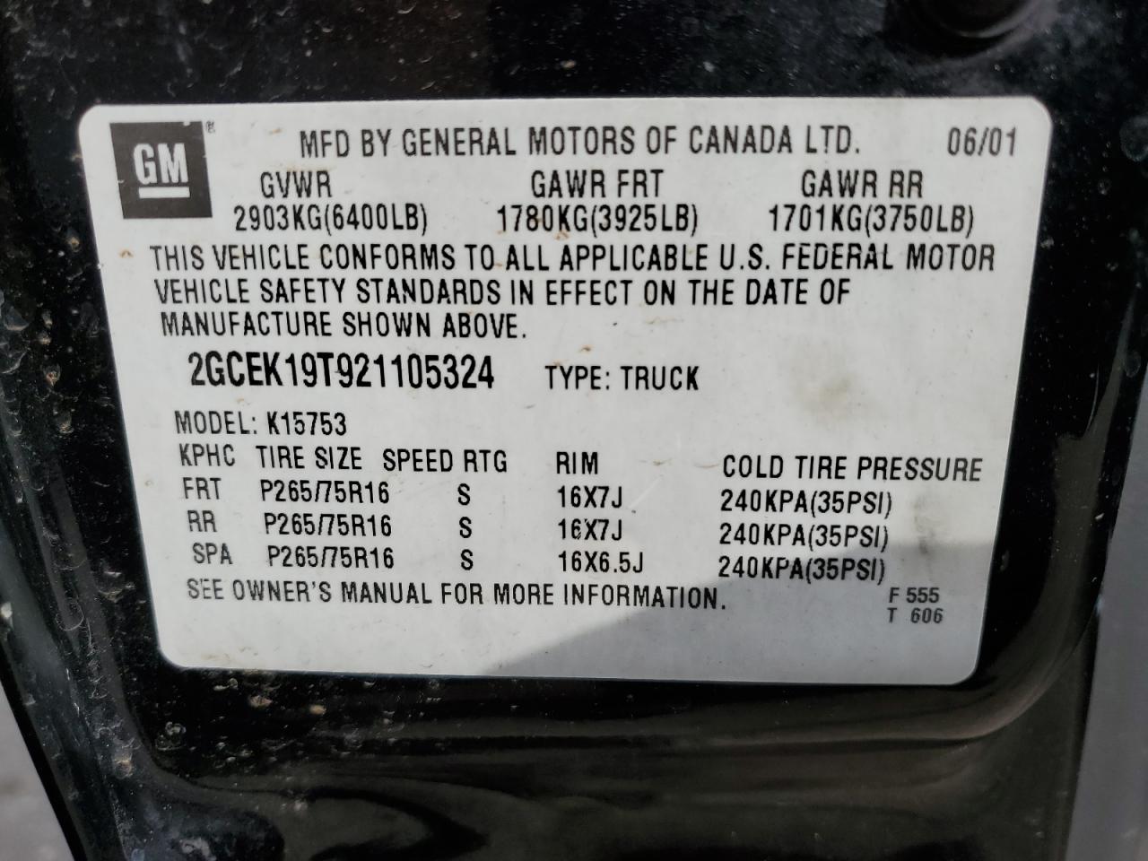 2GCEK19T921105324 2002 Chevrolet Silverado K1500