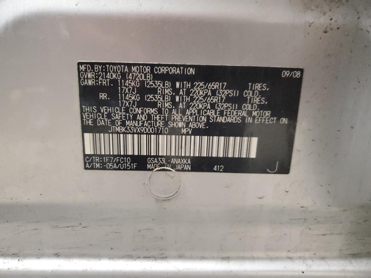 JTMBK33VX9D001710 2009 Toyota Rav4