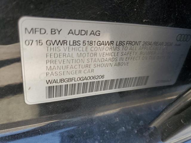 2016 AUDI S4 PREMIUM - WAUBGBFL0GA006206