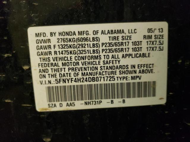 2013 Honda Pilot Lx VIN: 5FNYF4H24DB071725 Lot: 48745424