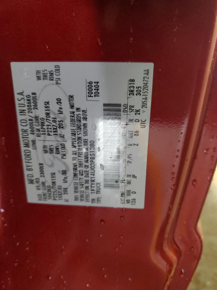 1FTYR14U03PB51380 2003 Ford Ranger Super Cab