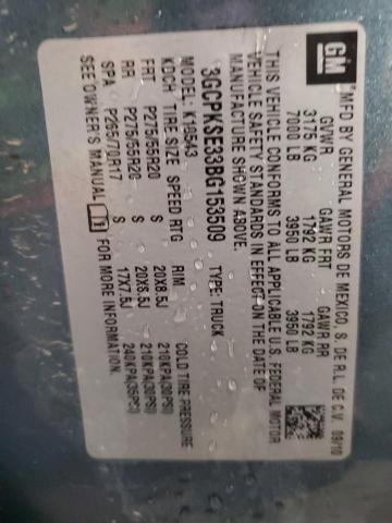 2011 Chevrolet Silverado K1500 Lt VIN: 3GCPKSE33BG153509 Lot: 45498604