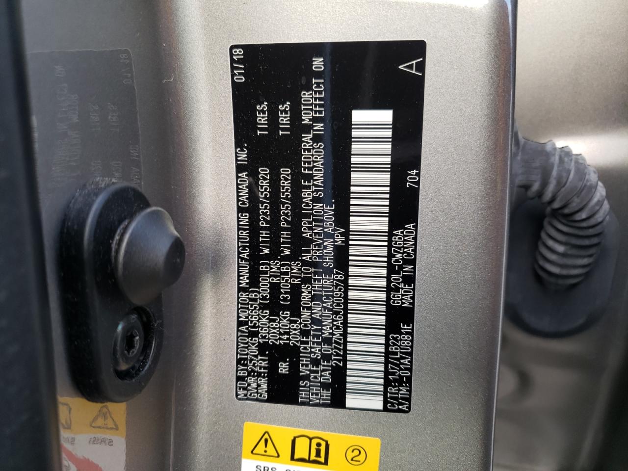 2T2ZZMCA6JC095787 2018 Lexus Rx 350 Base