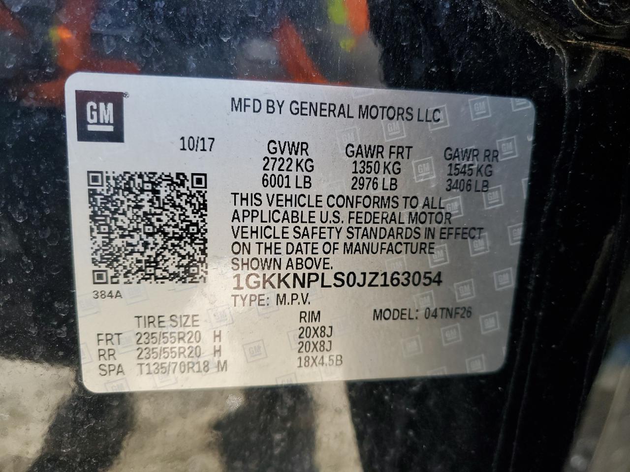 1GKKNPLS0JZ163054 2018 GMC Acadia Denali