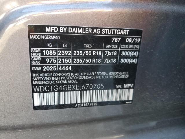 VIN WDCTG4GBXLJ670705 2020 Mercedes-Benz GLA-Class,... no.12