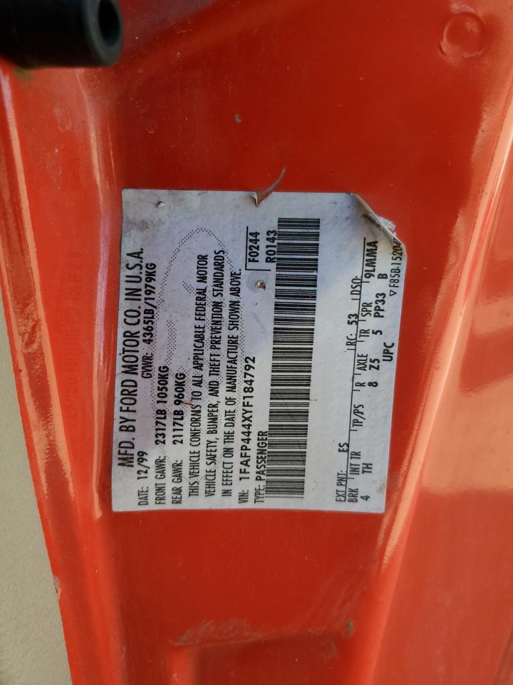 1FAFP444XYF184792 2000 Ford Mustang