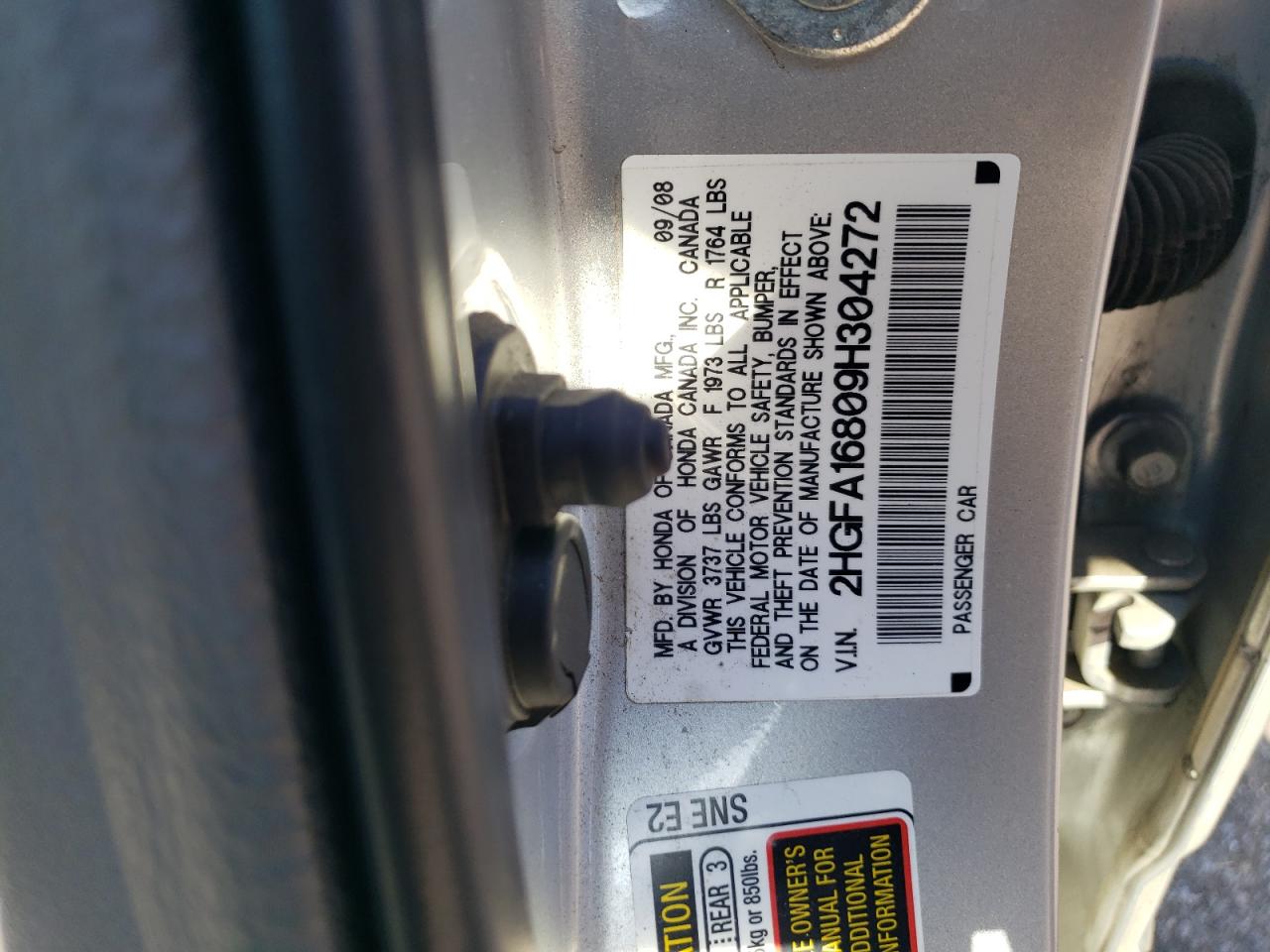 2HGFA16809H304272 2009 Honda Civic Ex