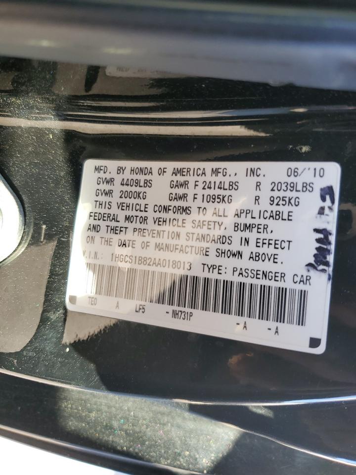 1HGCS1B82AA018013 2010 Honda Accord Exl