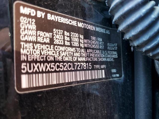 2012 BMW X3 xDrive28I VIN: 5UXWX5C52CL727815 Lot: 45379324