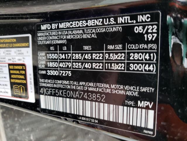 2022 Mercedes-Benz Gls 450 4Matic VIN: 4JGFF5KE0NA743852 Lot: 45515774