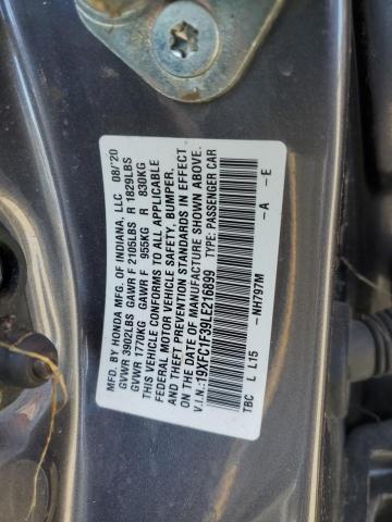 Lot #2487393487 2020 HONDA CIVIC EX salvage car