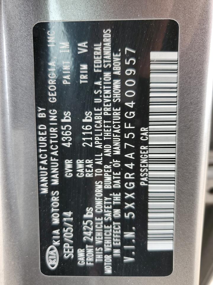 5XXGR4A75FG400957 2015 Kia Optima Sx