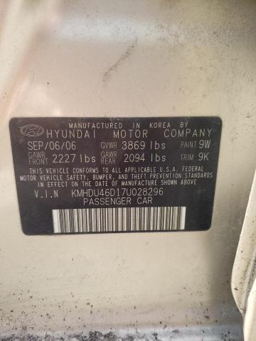 2007 Hyundai Elantra Gls VIN: KMHDU46D17U028296 Lot: 46726564