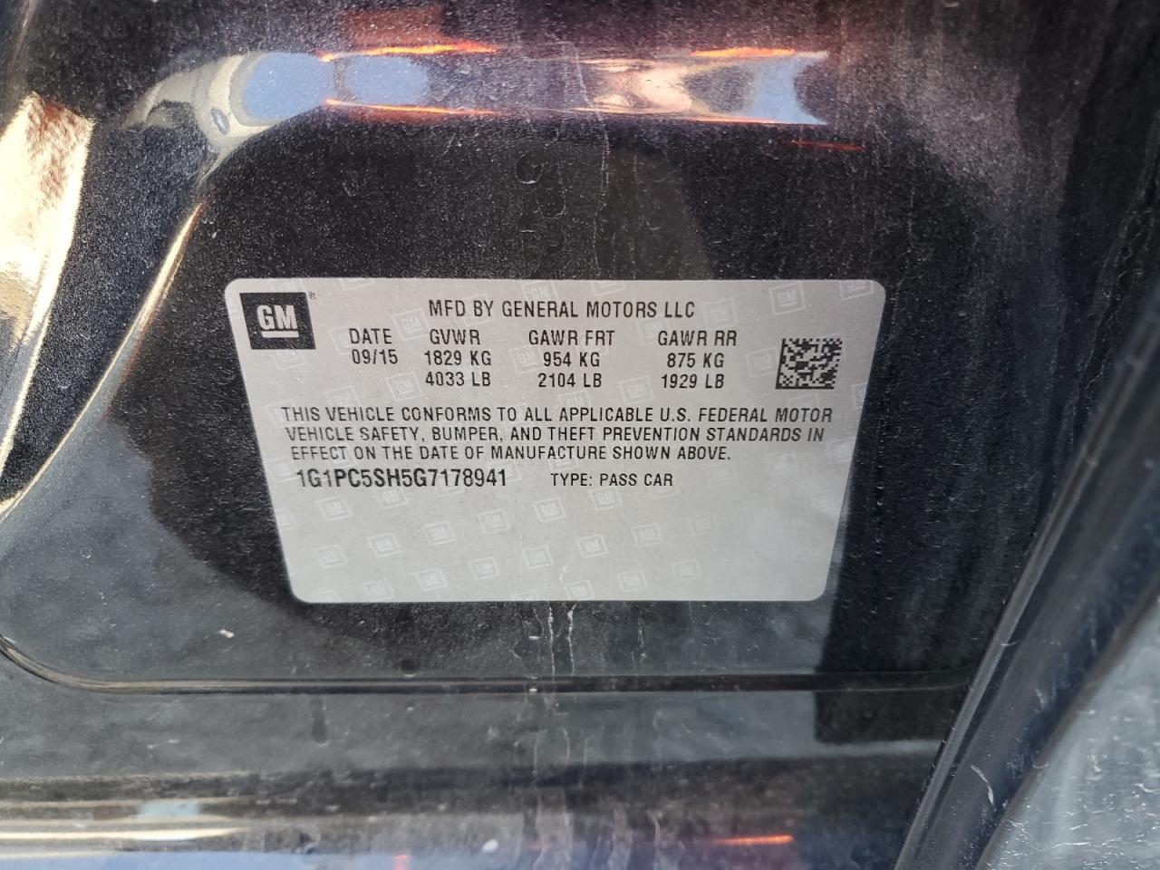 1G1PC5SH5G7178941 2016 Chevrolet Cruze Limited Ls