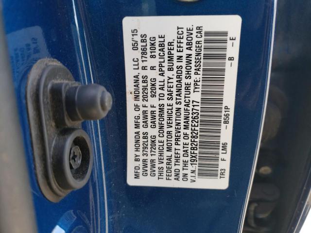 Lot #2473651179 2015 HONDA CIVIC EX salvage car