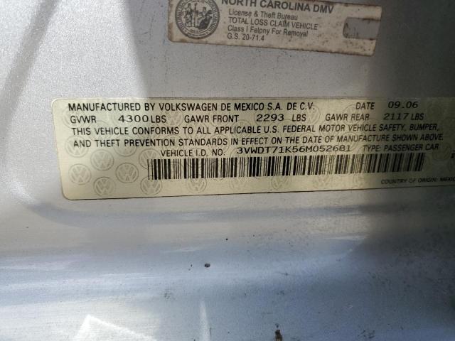 2006 Volkswagen Jetta Tdi Option Package 2 VIN: 3VWDT71K56M052681 Lot: 48305934