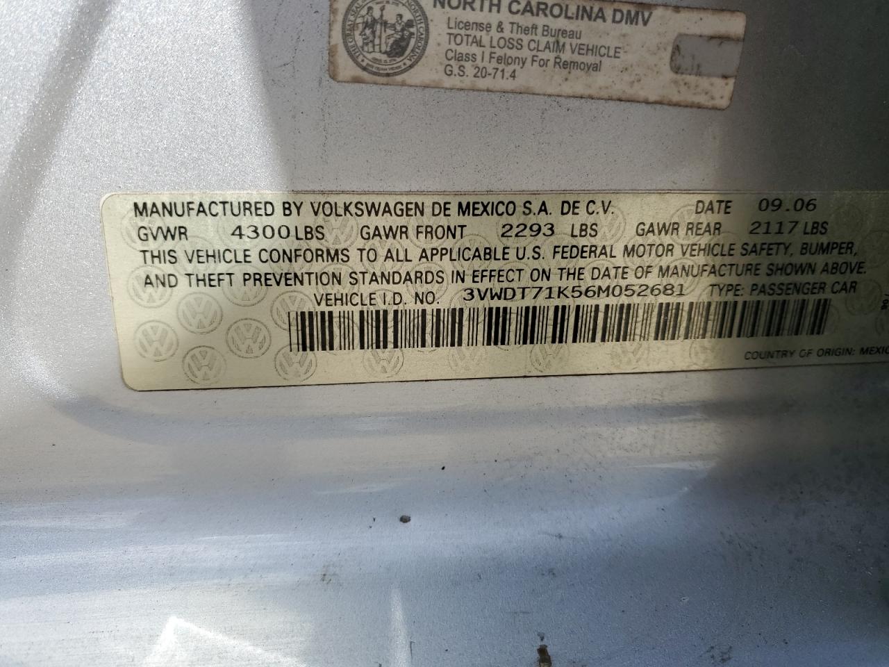 3VWDT71K56M052681 2006 Volkswagen Jetta Tdi Option Package 2