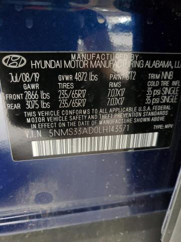 2020 Hyundai Santa Fe Sel VIN: 5NMS33AD0LH143571 Lot: 48333484